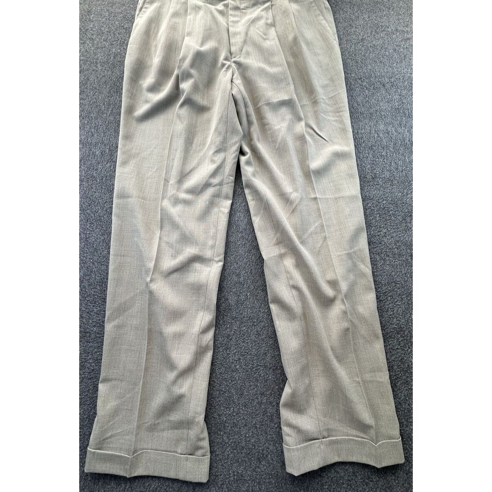 Ralph Lauren Pants Mens 38Wx32L Dark Beige Khakis Pleated Front Cuffed Pockets